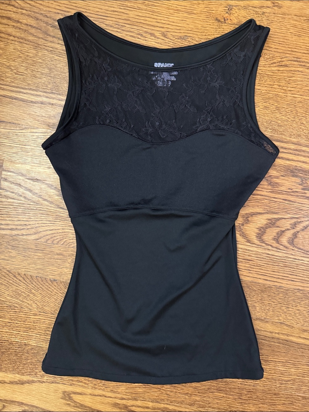 SPANX Black Lace Yoke Sculpting Tank size Small